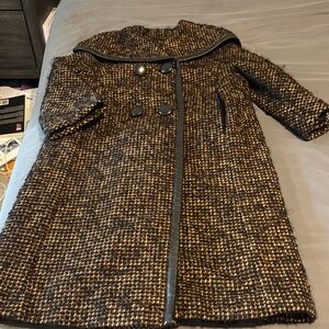 Chic Tweed Coat with Black Accents